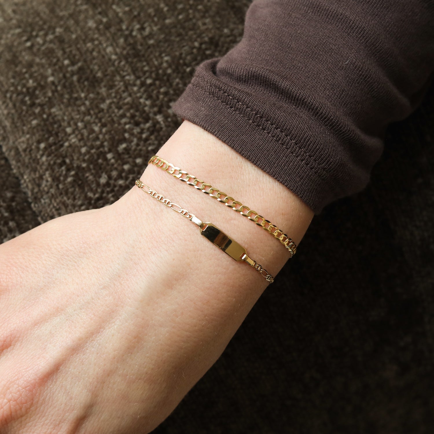 14K Gouden armband met naam | Figaro | 16-18 cm