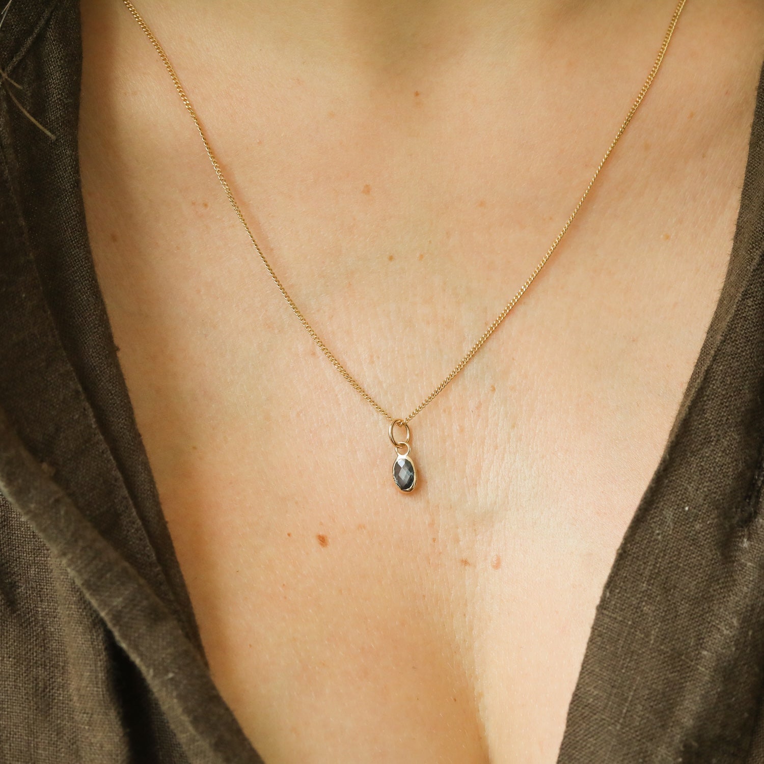 London Blue Topaz Birthstone Pendant December | 14K Gold