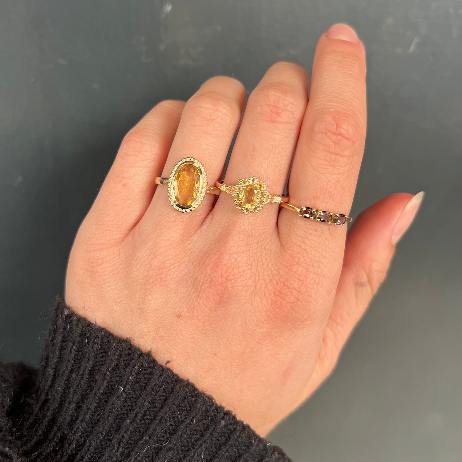 Citrien Flower ring | 14K Goud