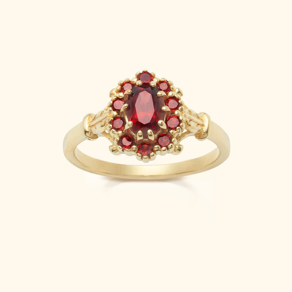 Vintage Garnet Flower ring