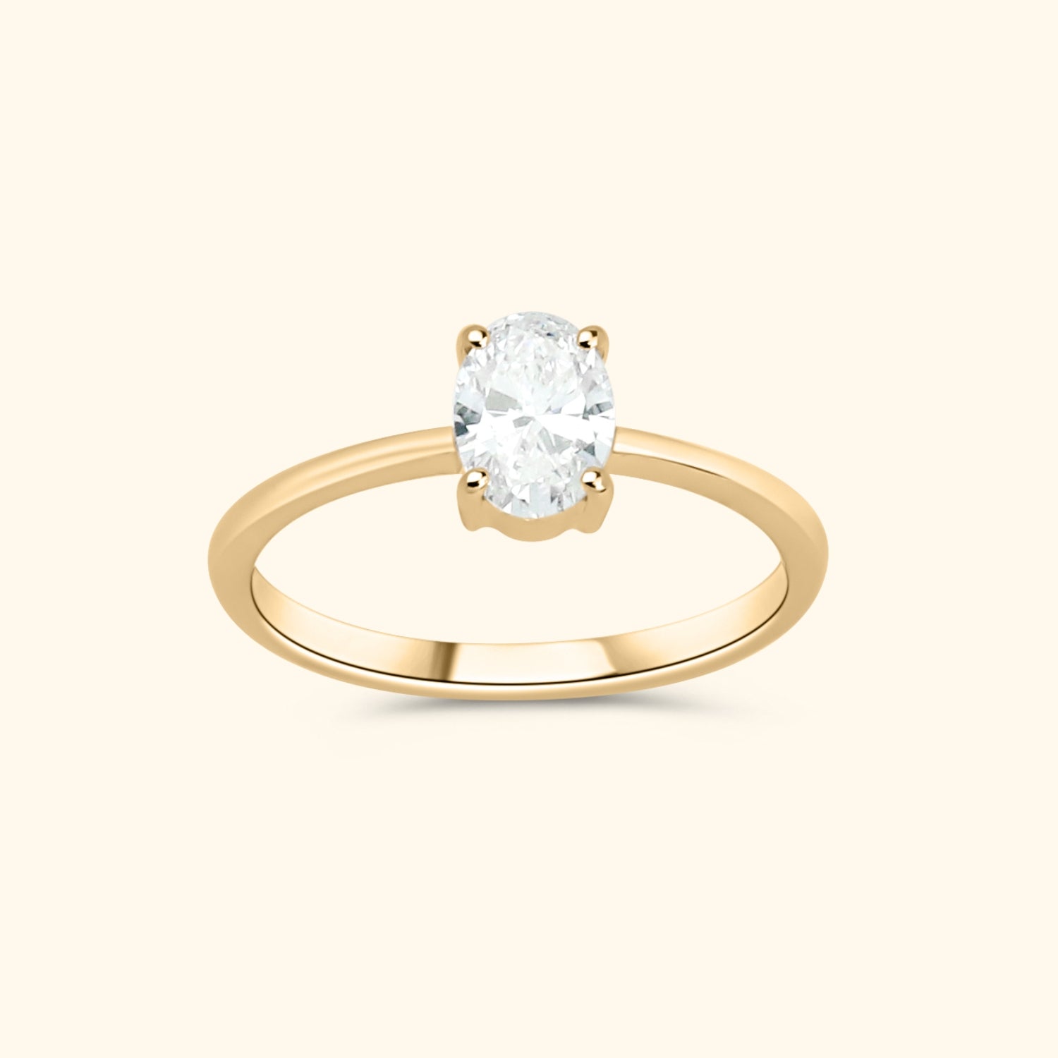 Peggy verlovingsring van 9 karaat goud met ovale diamantsteen