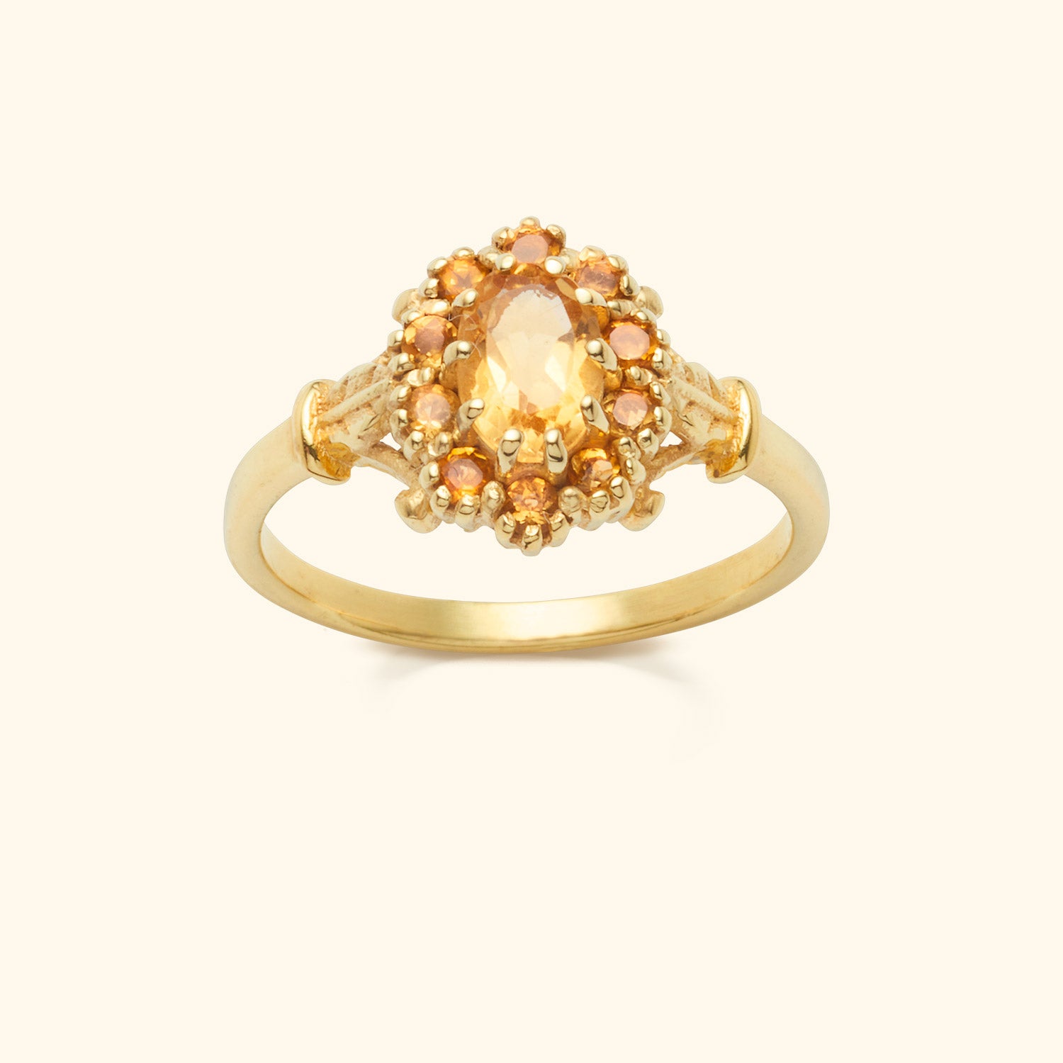 Citrien Flower ring | 14K Goud